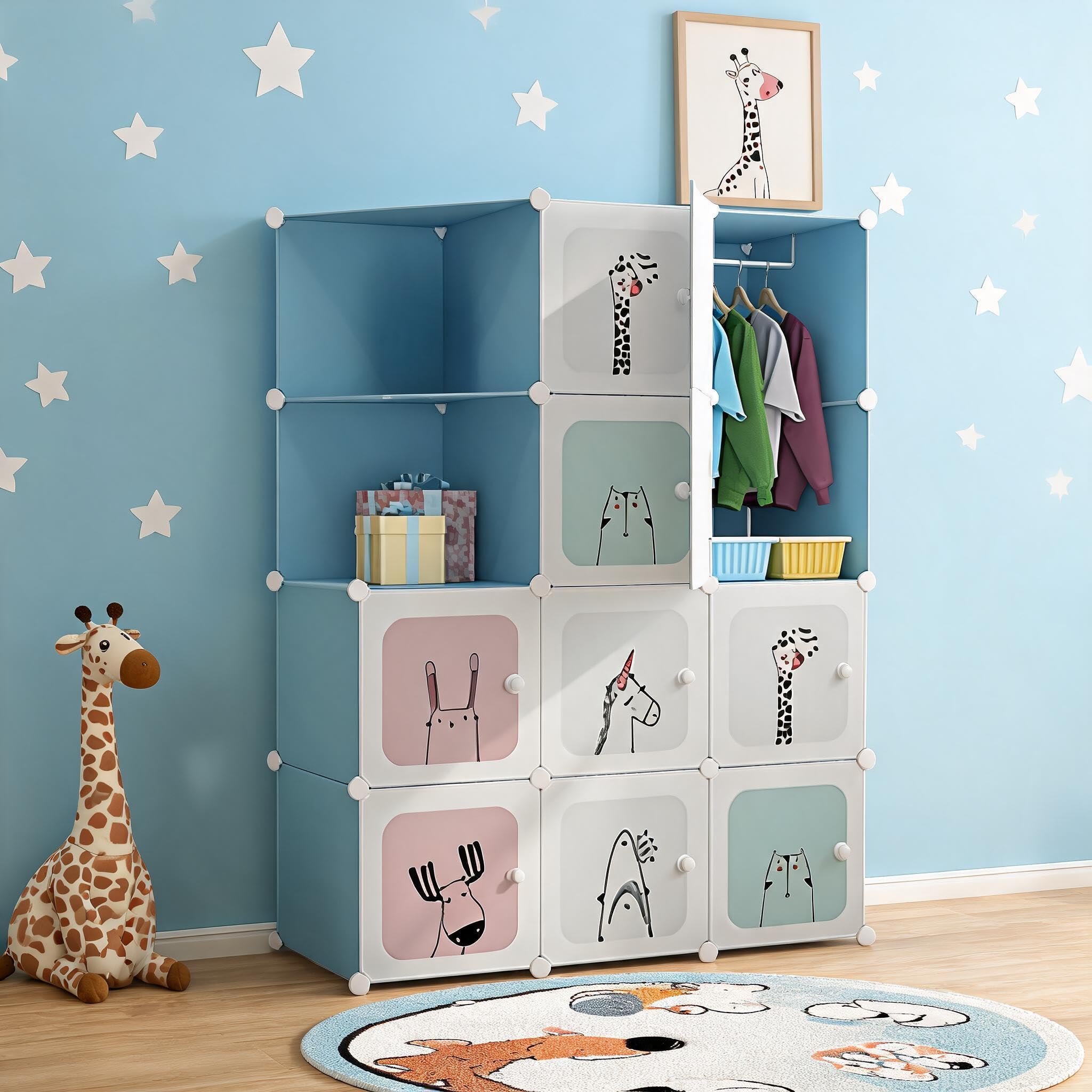 Platzsparender modularer Kinderkleiderschrank mit 10 Würfeln – Kunststoff-Steckregal für Kinderzimmer, ideal für Kleidung, Spielzeug & Schuhe, als Baby Kleiderschrank oder Kinderregal