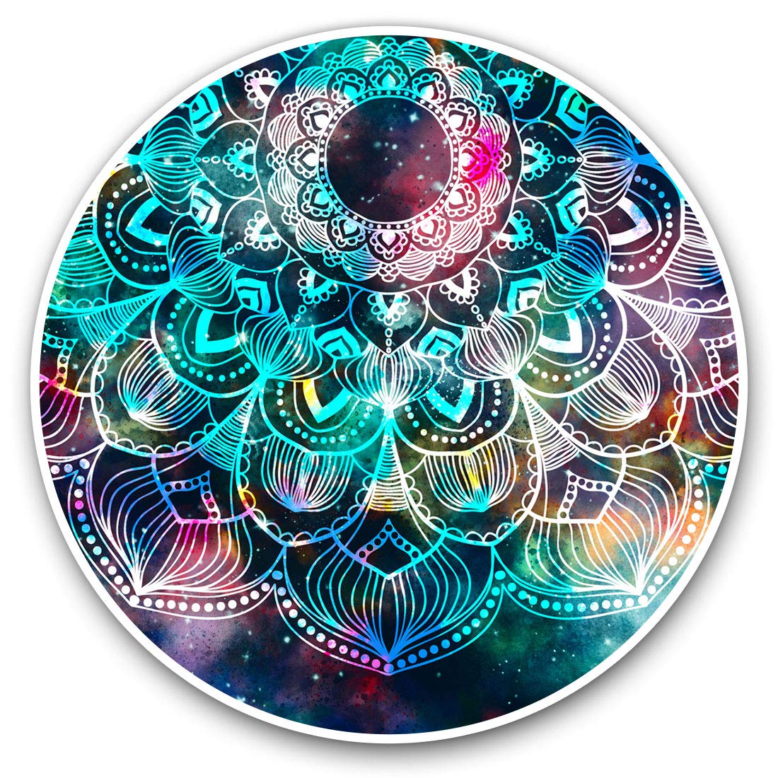 Destination Vinyl Ltd Blue Teal Abstract Mandala 2711 Vinyl Stickers (Set Of 2) 7.5Cm - Blue Teal Abstract Mandala #2711