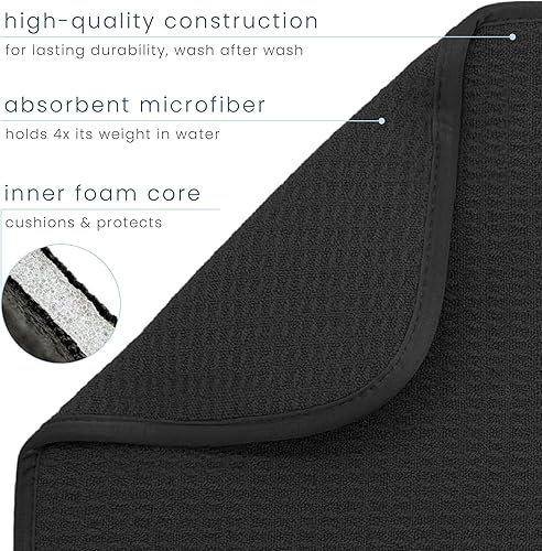 S&T INC. Dish Drying Mat XL, 18” x 24”, Absorbent Microfiber Kitchen Counter Mat, Dish Drying Pad for Dishes, Utensils, Pots and Pans, Extra Large, Pure Cashmere(Black,18" x 24")