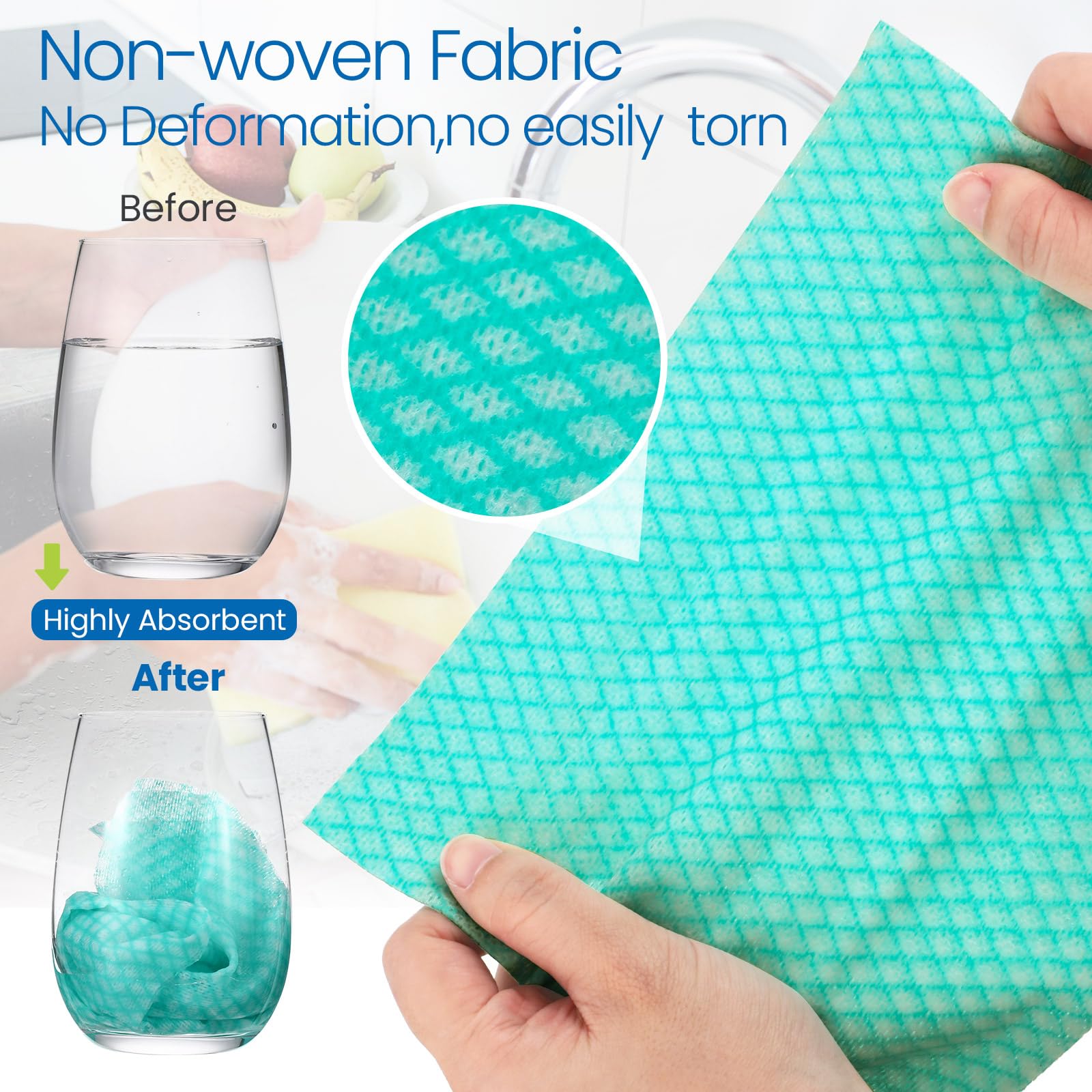 Tioncy 400 paños de limpieza desechables reutilizables para cocina, paños de cocina multiusos y paños de cocina, paños de limpieza absorbentes, toallitas de limpieza para cocina y hogar (coloridos)