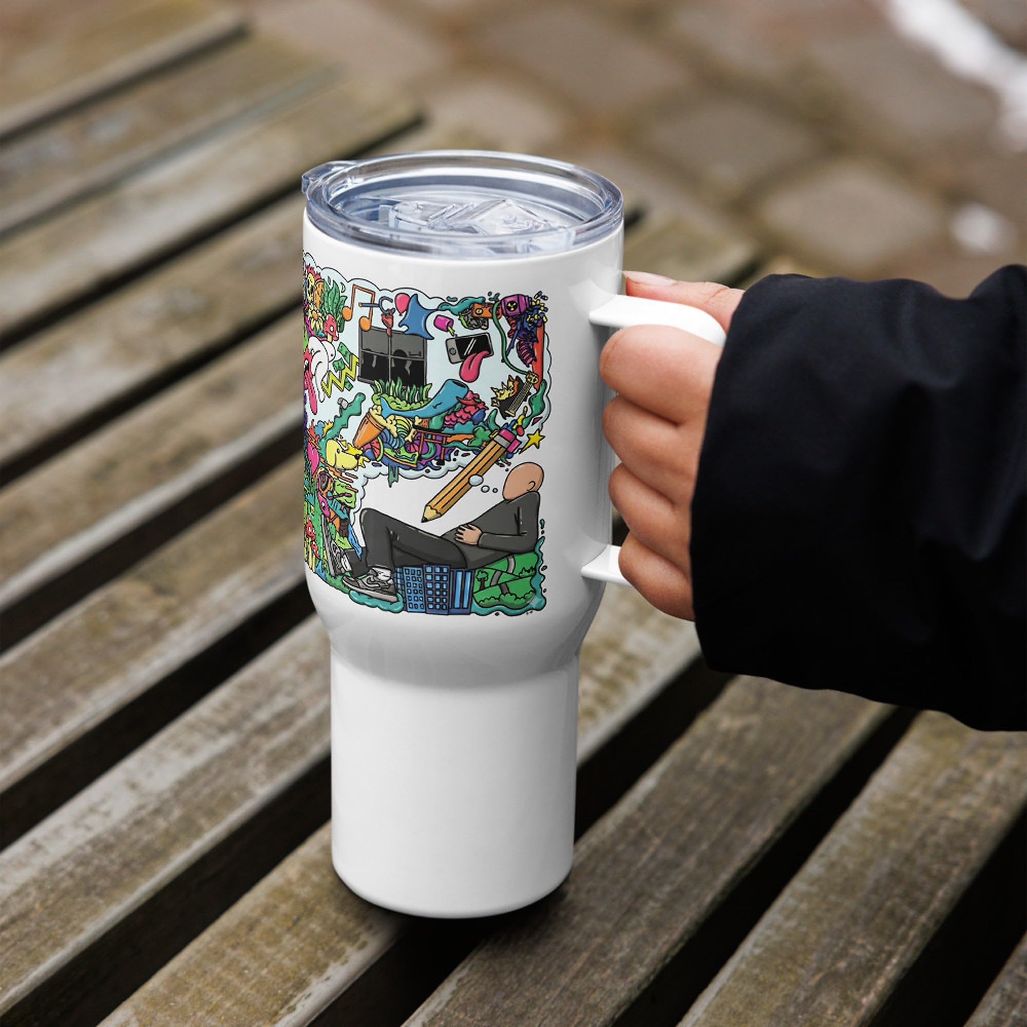 Taza de Viaje TDAH con Asa, Regalo de Concienciación para Adultos con TDAH