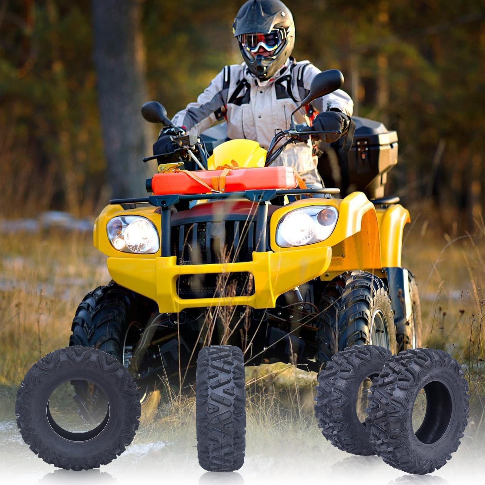 Garvee Lot De 2 Pneus ATV/UTV Tout-Terrain Robustes 6 Plis, Pneus Anti-Crevaison à Haute Adhérence, Tubeless, Idéal Pour Boue, Sable Et Sentiers