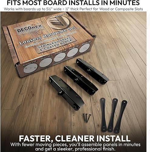 Miniatura 11 de DHLH-01 - Kit de herrajes de acero inoxidable resistente, sistema de obturación para exteriores para pérgolas y pantallas de privacidad, juego Acero