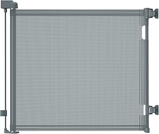 Lexixi ibao Retractable Baby Gate, Mesh Safety Kids or Pets Gate, 33” Tall, Extends to 55” Wide, Mesh Safety Dog Gate for Stairs, Indoor, Outdoor, Doorways, Hallways (Grey, 33\"x55\")