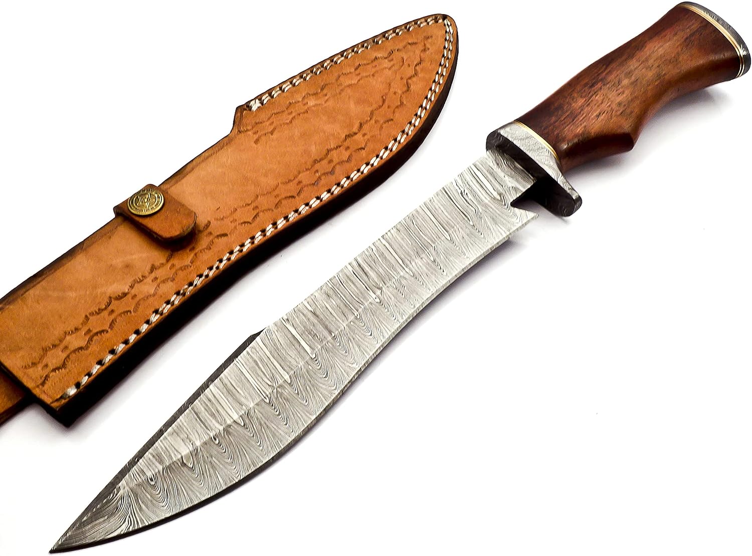 Nooraki - 15" Handmade Damascus Steel Bowie Knife - Fixed Blade Hunting Knife with Strong Rosewood Comfortable Handle For Outdoor, Hunting, Camping, Survival, Bushcraft - Gift for Men and Women
