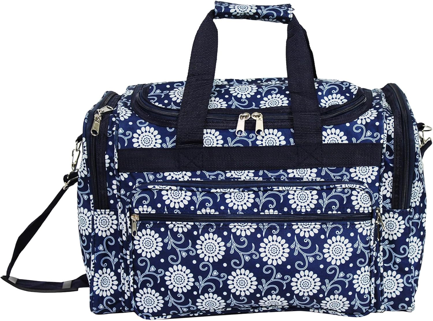 World Traveler 16-inch Travel Duffel Bag-Navy Vines Floral