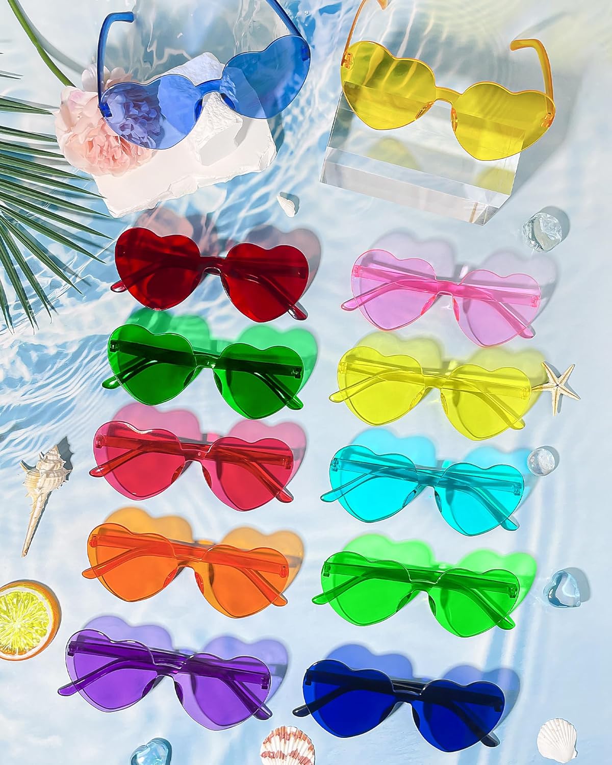 Wholesale 48 Pack Rimless Star/Heart Sunglasses Bulk Adults Unisex, Fun Colorful Star Heart Glasses Party Favors - Image 4