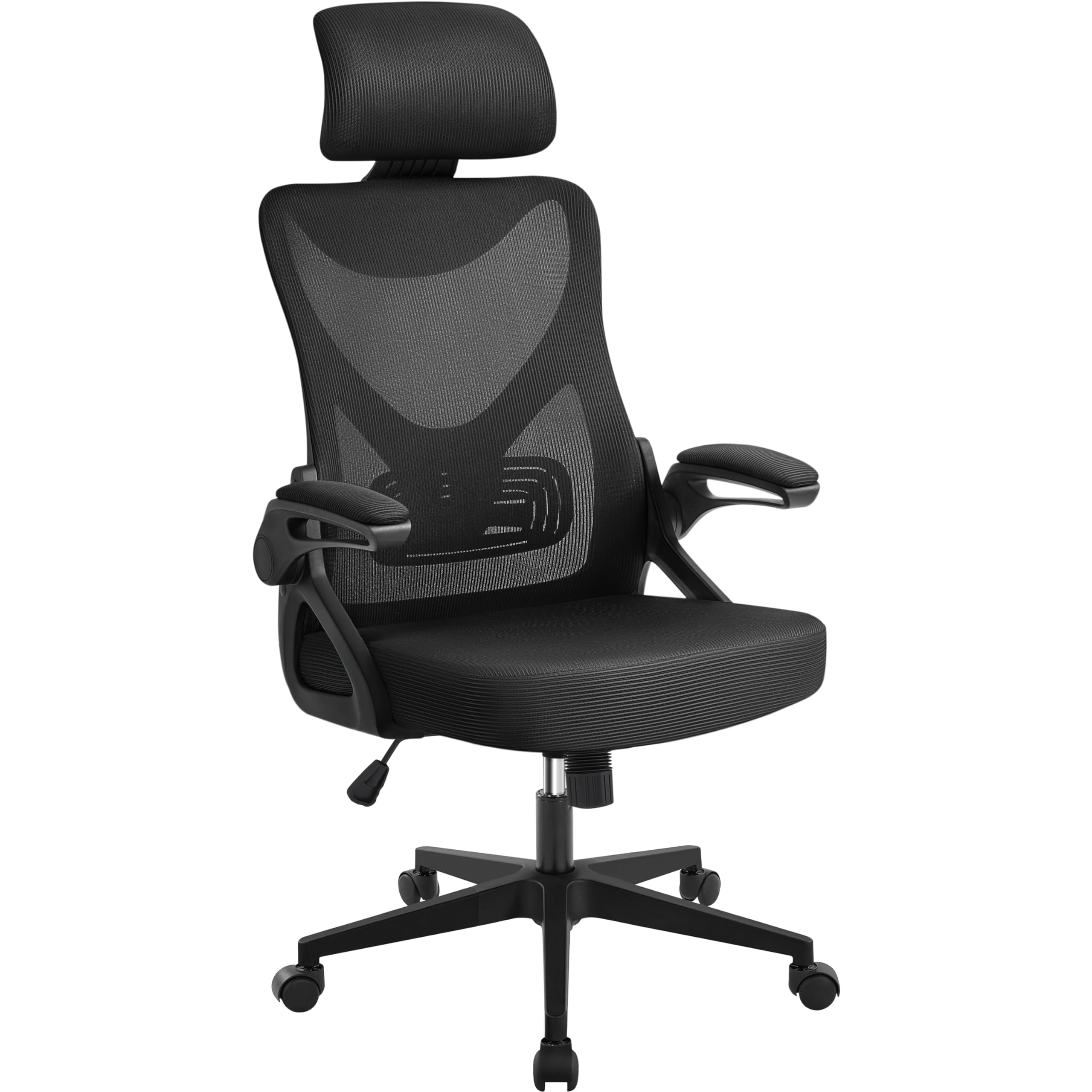 Sedia Ufficio Ergonomica In Rete Nera - Schienale Regolabile 90-108°, Braccioli Pieghevoli, Supporto Lombare, Portata 136 Kg