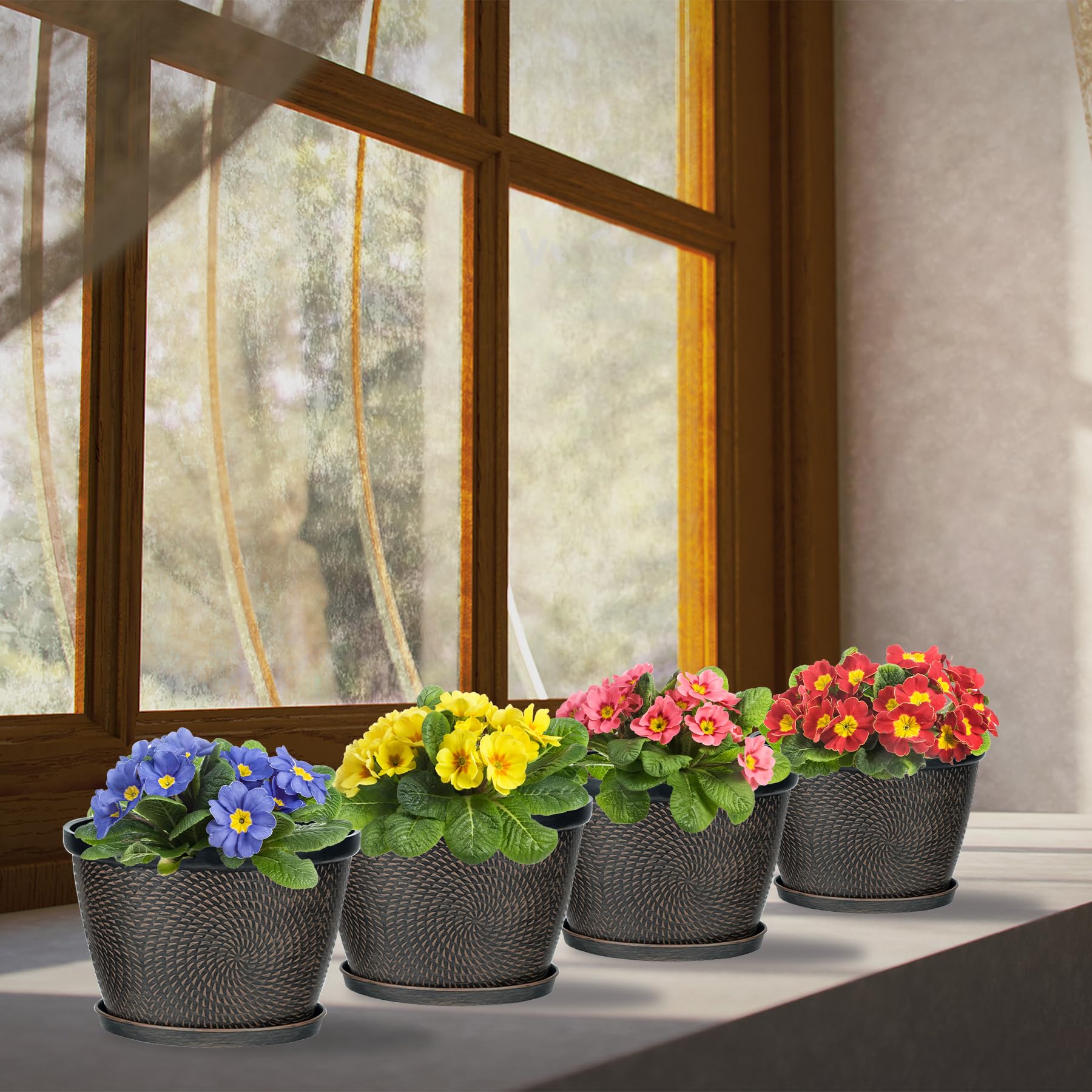Snapklik.com : Quarut 12 Inch Plant Pot,4 Pack Large Pots For Plants ...