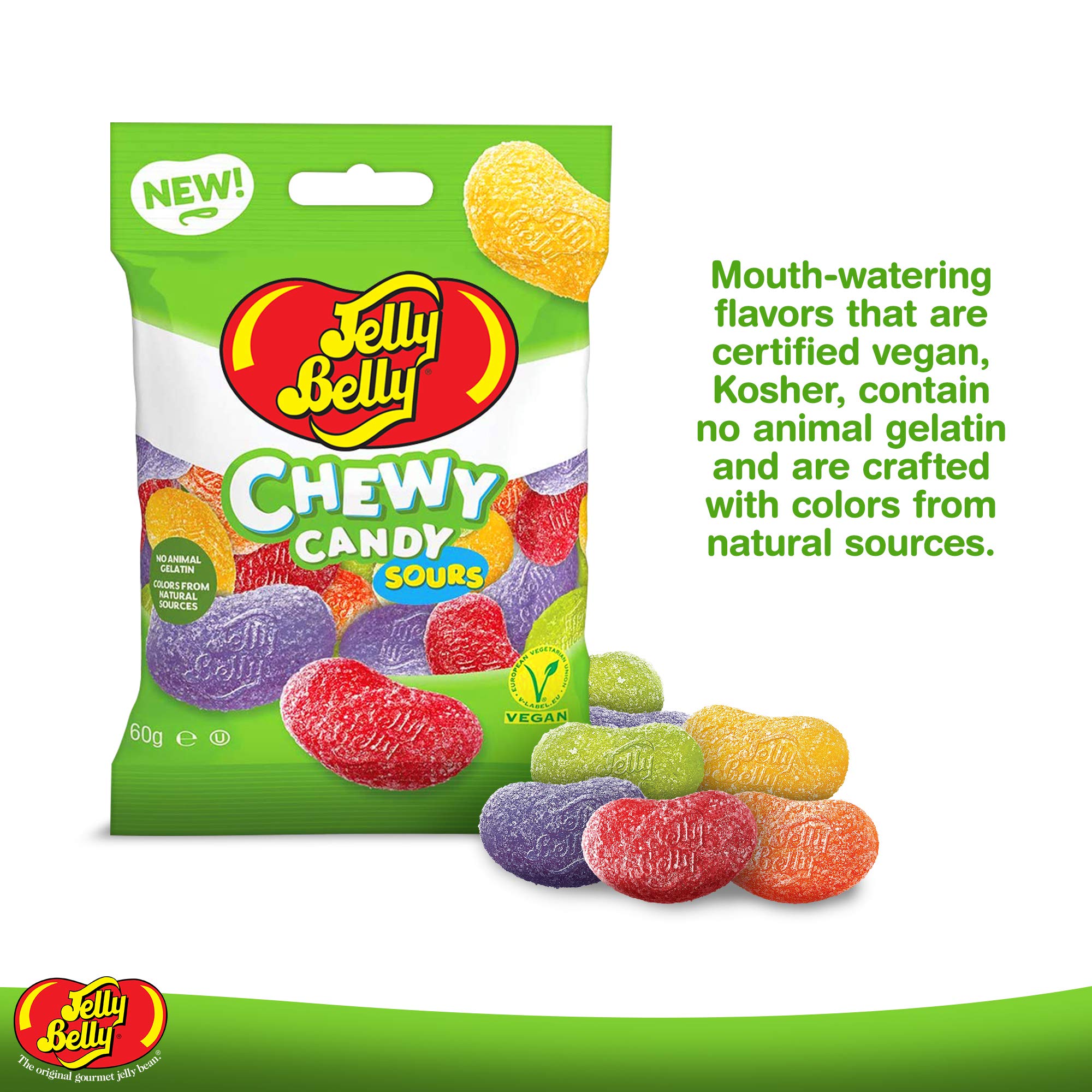 Jelly Belly Jelly Beans, bezglutenowe słodycze, bez nabiału i tłuszczu, różne cukierki do żucia, słodkie smakołyki dla dzieci w każdym wieku, 12 x 60 gramów