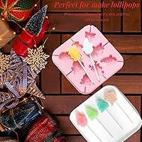 Vista 3 de Crethinkaty 1 molde de silicona para paletas de chocolate, 8 cavidades, árbol de Navidad, reno, muñeco de nieve y Papá Noel, moldes para piruletas