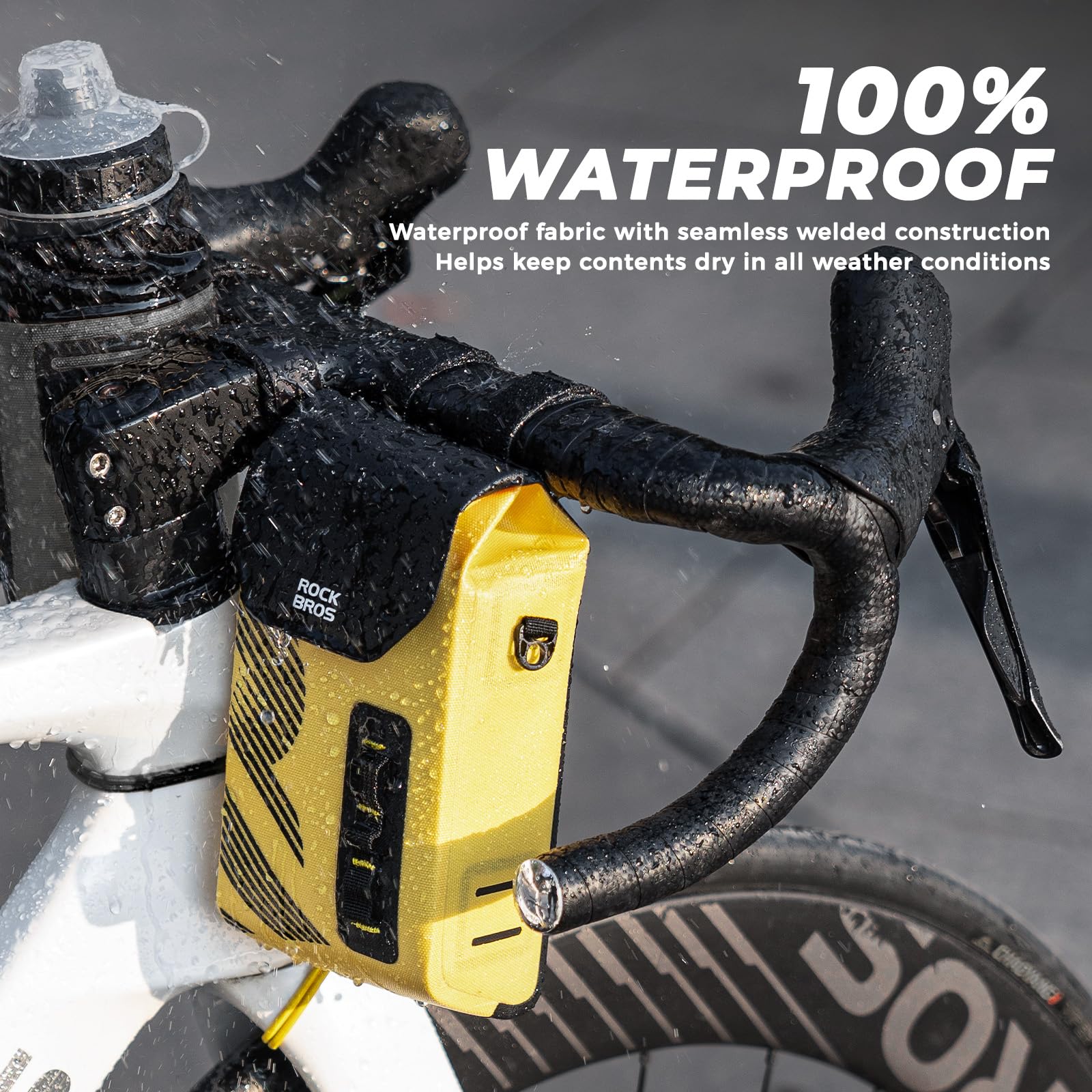 ROCKBROS Bolsa Impermeable para Manillar 1,3 L, Bolsa Cierre Magnético de Bicicleta Ligera para MTB Gravel Carretera Plegable Patinete