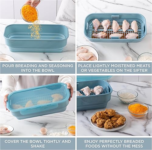 Miniatura 2 de COOK WITH COLOR Recipiente plegable para rebozar sin ensuciar, ideal para pescado frito, pollo frito, aros de cebolla, alas y más