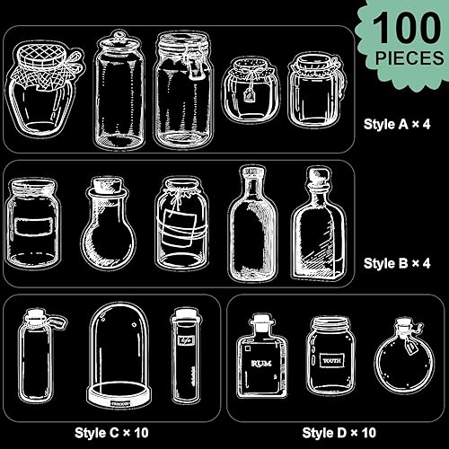 Miniatura 9 de Juego de 120 marcapáginas de flores secas transparentes, con forma de botella, marcapáginas de flores, hecho a mano, página floral transparente,