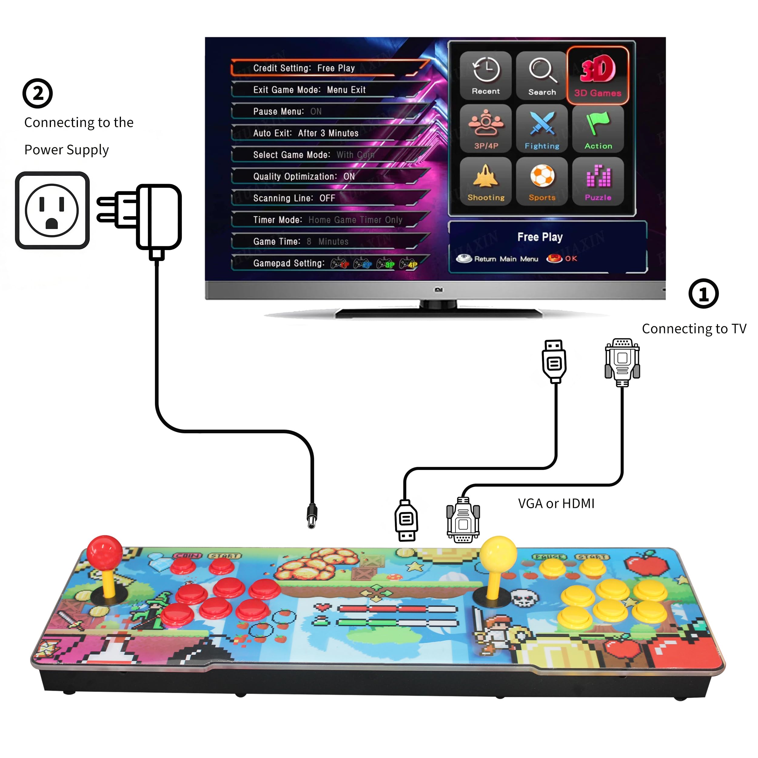 26800 w 1 pudełko retro zręcznościowa konsola do gier, obsługa maszyny do gier wideo 1280 x 720 do projektora PC 4K TV 4 graczy do gier 3D, funkcja wyszukiwania Zapisz Usuń, lista ulubionych (26800