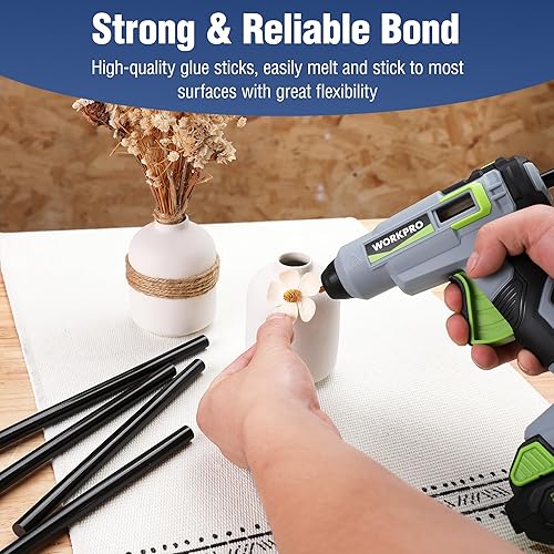 Miniatura 5 de WORKPRO Paquete de 100 barras de pegamento adhesivas termofusibles negras para pistolas de pegamento para todas las temperaturas, 0.43 x 8 pulgadas,