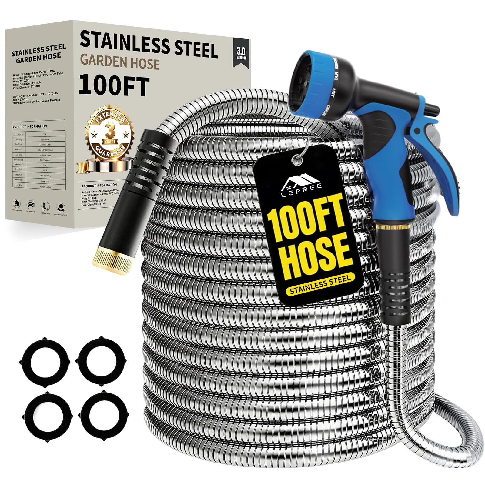 Lefree 100ft Metal Garden Hose