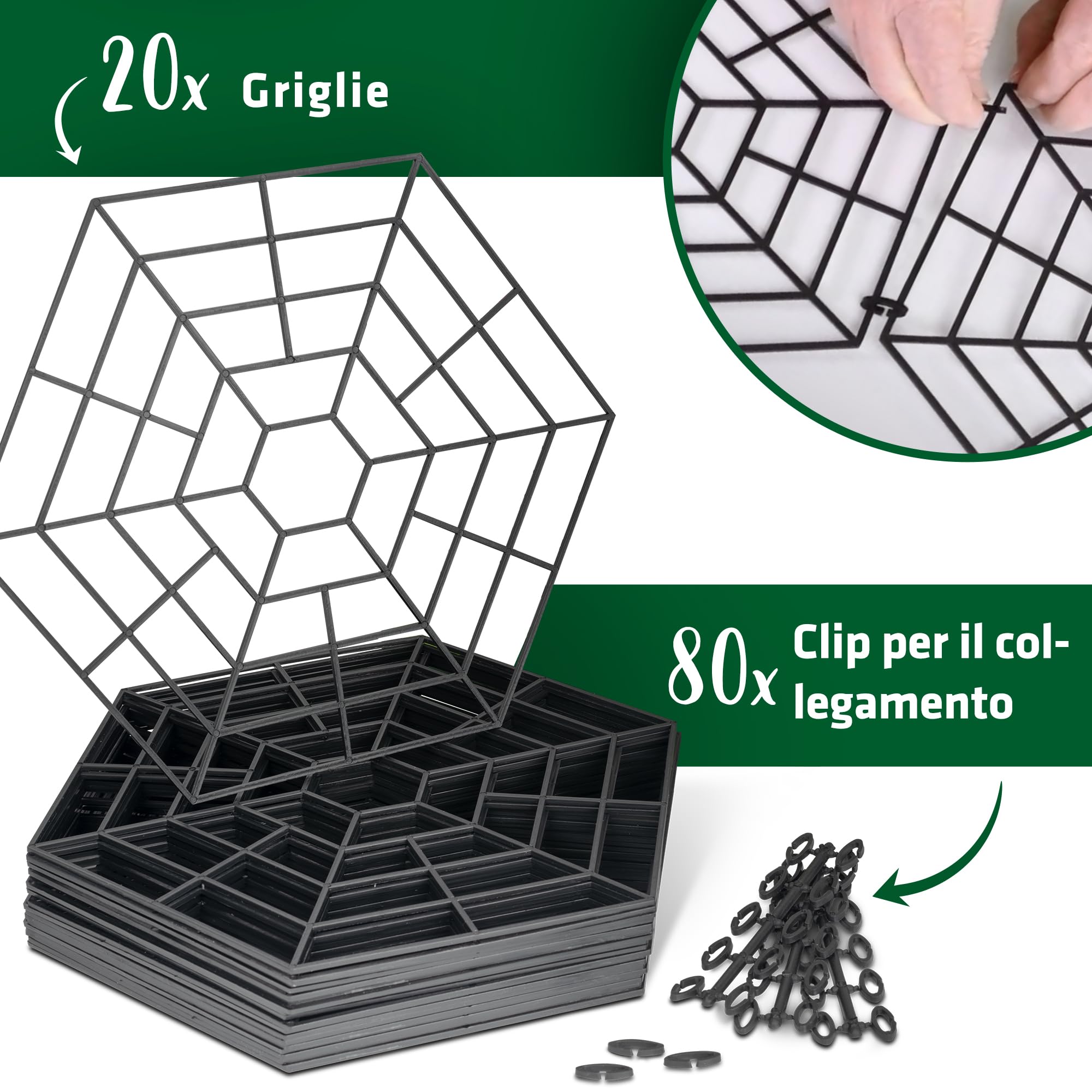 GARDIGO® Set di 20 Griglie per Laghetti | Deterrente per Aironi | Protezione dello Stagno dagli Uccelli | Repellente per Uccelli e per Gatti | Griglia Protezione Galleggiante