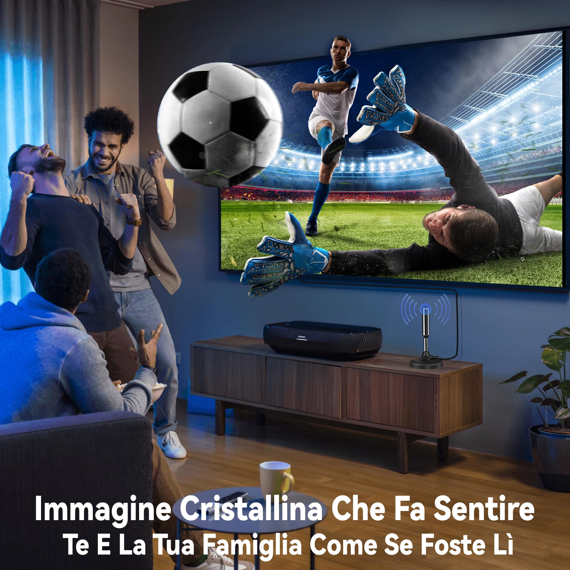 Antenna Tv Interna Amplificata Potente, 2026 Nuova Antenna Tv Interna, 500 Chilometri Di Ricezione A Lungo Raggio Con 360 Gradi Di Spazio Morto