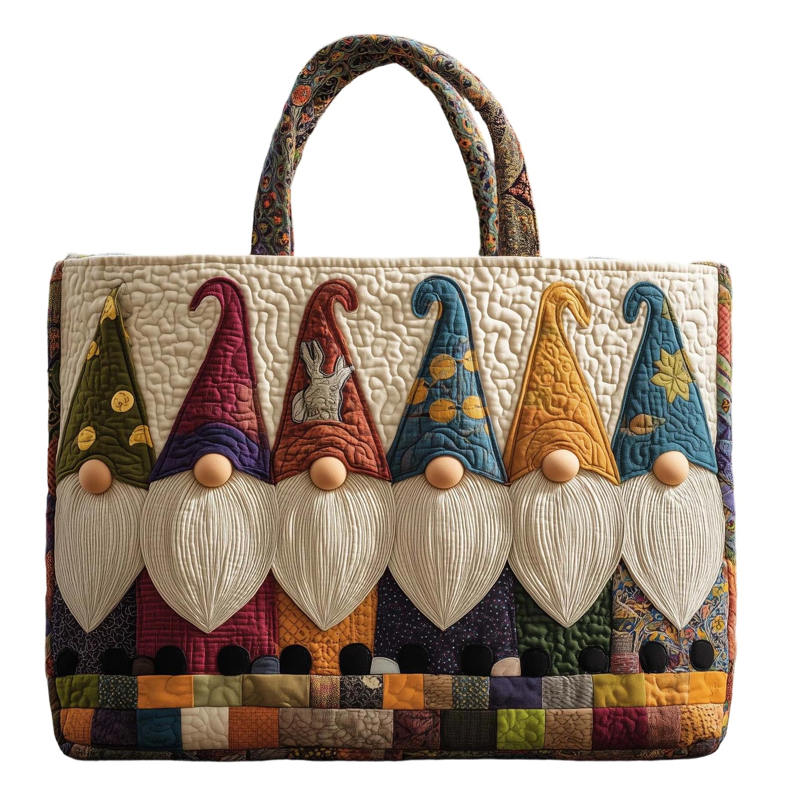 Canvas Tote Bag Unisex Spacious Casual Travel Handbag with Embroidery Quilted Padded Handle Patchwork,Cute Personalised Reusable Bags for Outdoor Hiking G01 One Size