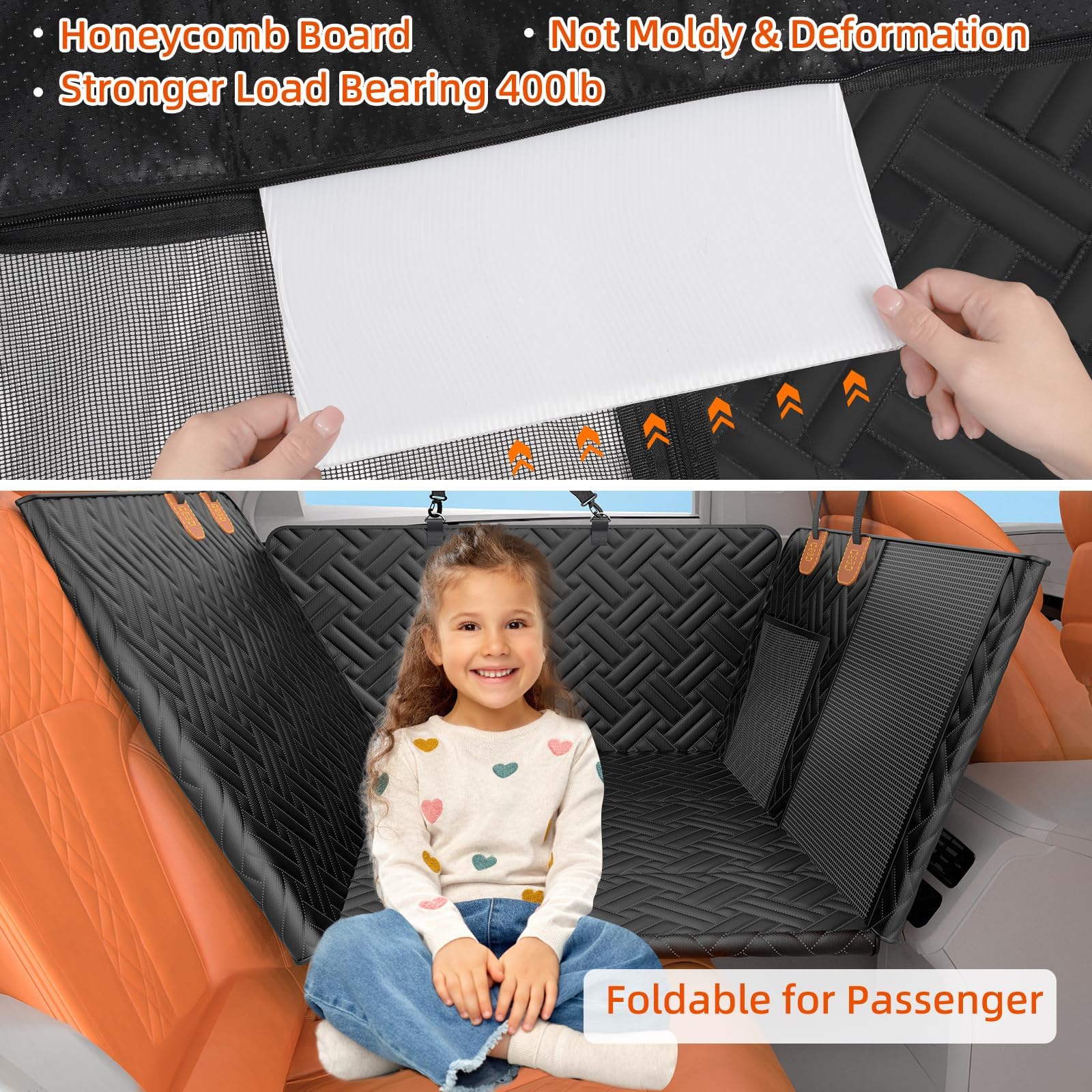 Extensor de asiento trasero para perros, funda de asiento de coche para perros con ventana de malla, funda impermeable para asiento trasero de perro, funda de asiento de coche para asiento