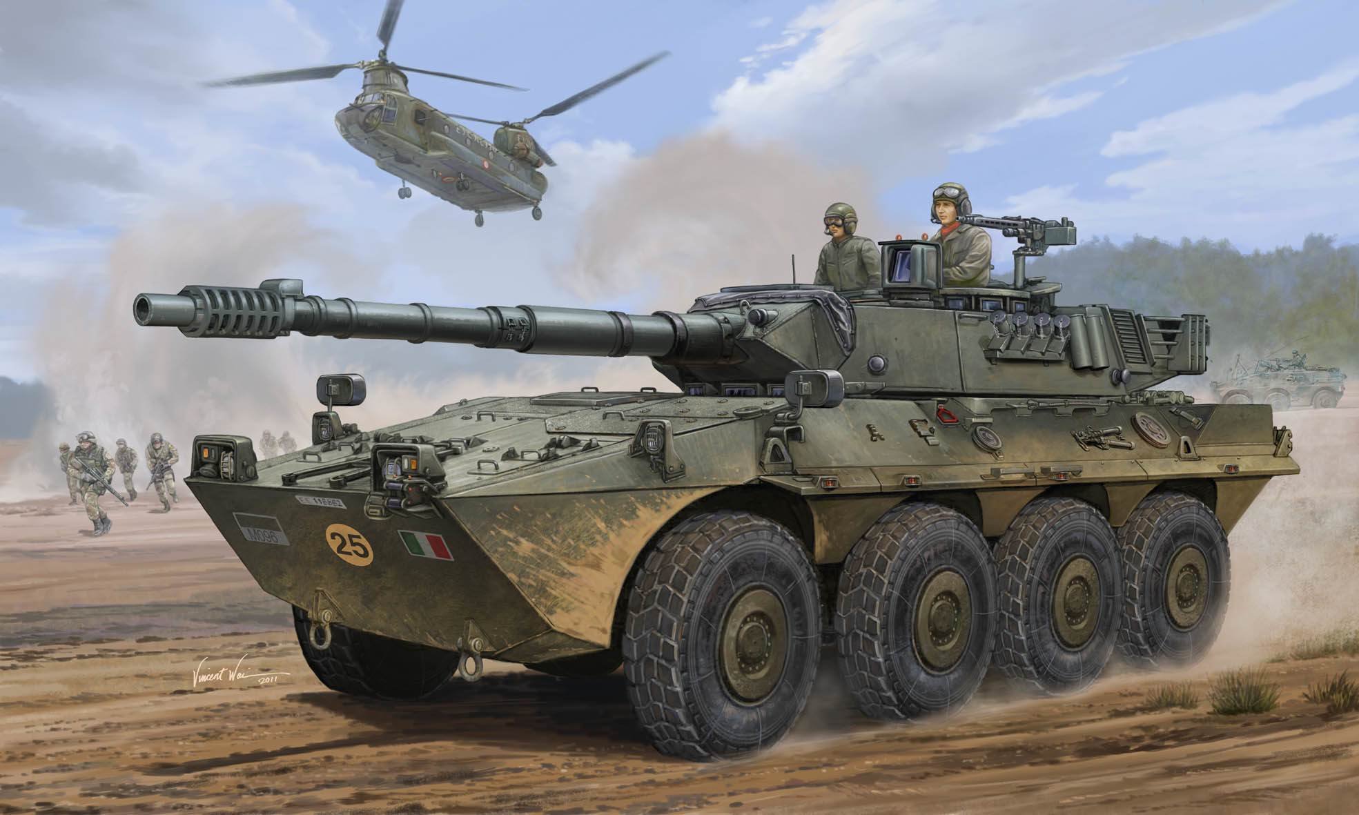 トランペッター　スペイン陸軍 チェンタウロ　プラモデル トランペッター チェンタウロ戦闘偵察車(スペイン軍所属) 製作中