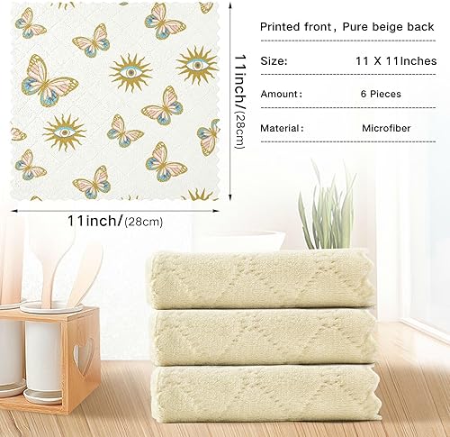 Miniatura 3 de Evil Eyes Safari Butterflies 6 Pack Quick Dry Microfiber Dish Towels for Kitchen Decorative Soft Microfiber Drying Towel Kitchen for