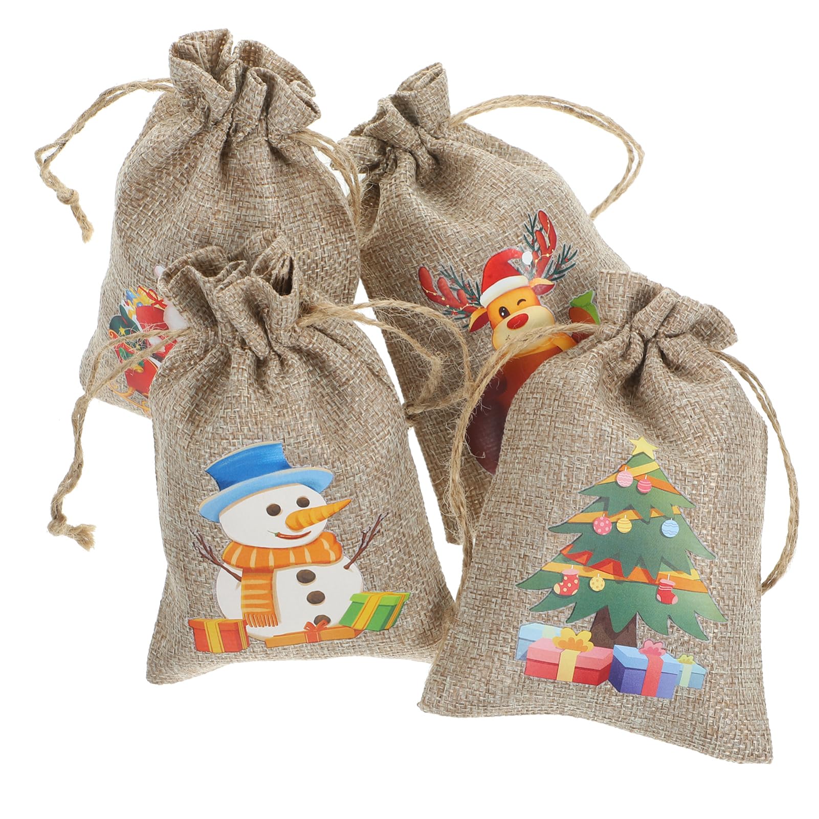 Beavorty 5 Juegos Saco De Navidad Bolsas De Fiesta Cajas Bolsas Bolsa De Navidad Bolsitas Regalar Bolsa Con Cordón Para Mochilas De Cuerdas Lino Piezas X 5