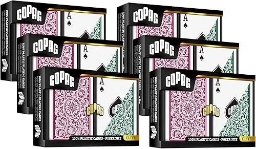 Miniatura 9 de Copag 1546 - Juego de cartas de juego de 100 plástico tamaño poker tamaño jumbo verde y burdeos