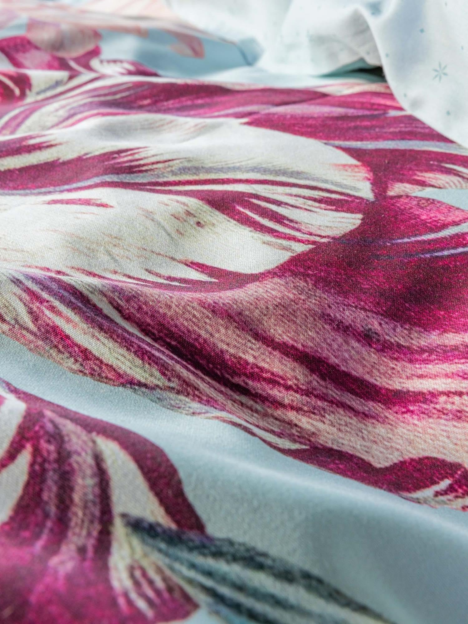 ESSENZA Bettwäsche Filou Pastellblau, 135x200 + 1x 80x80 cm - 100% Baumwollsatin 209TC - Blumen