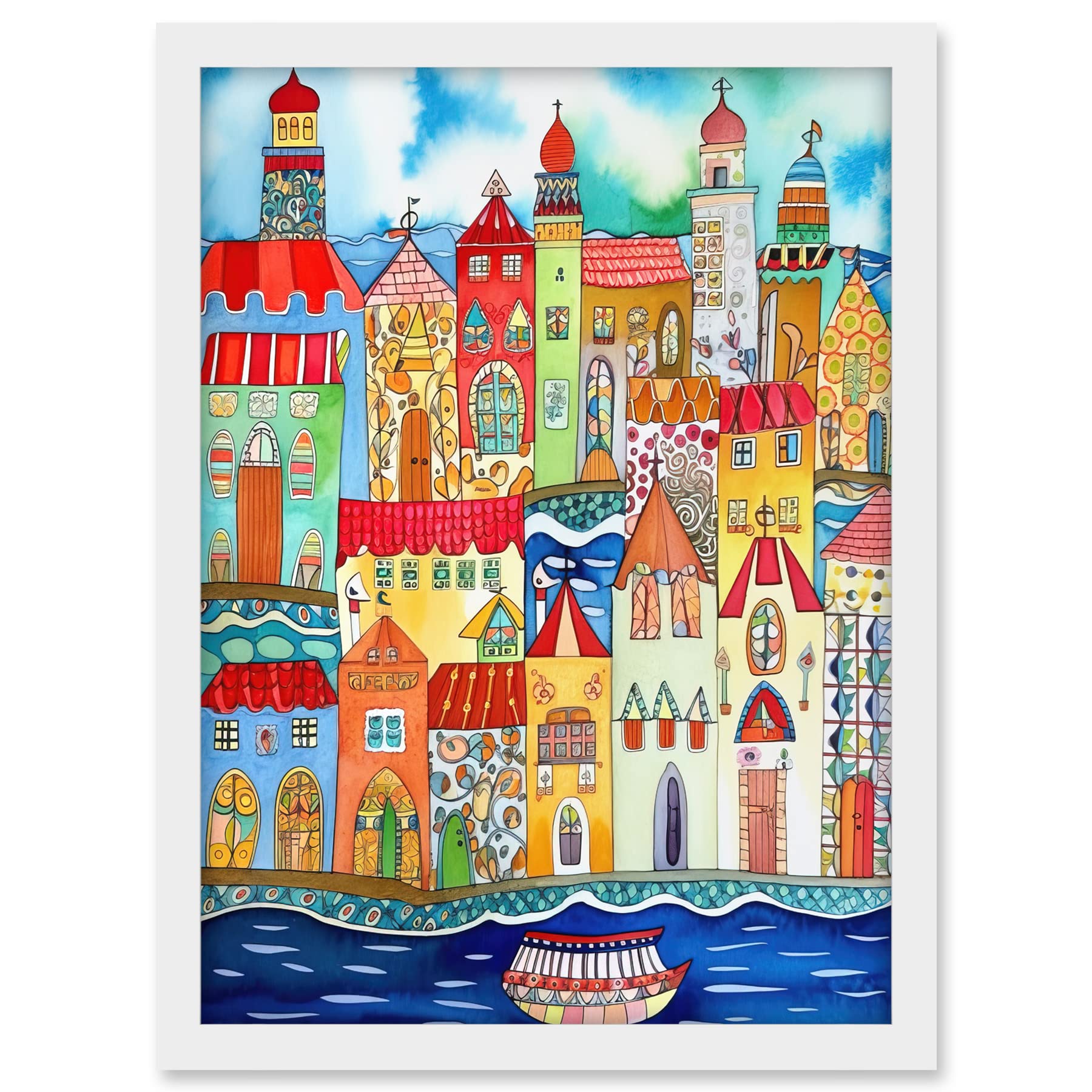 Artery8 Tangier Morocco Folk Art Artwork Framed A3 Wall Art Print