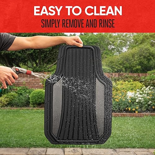 Miniatura 8 de Motor Trend ChromeTech - Juego completo de alfombrillas de goma duraderas para automóviles con acento de dos tonos, protección interior para todo