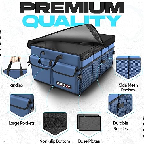 Miniatura 2 de FORTEM Organizador de maletero de automóvil, organizador plegable con múltiples compartimentos, almacenamiento plegable para accesorios de automóvil