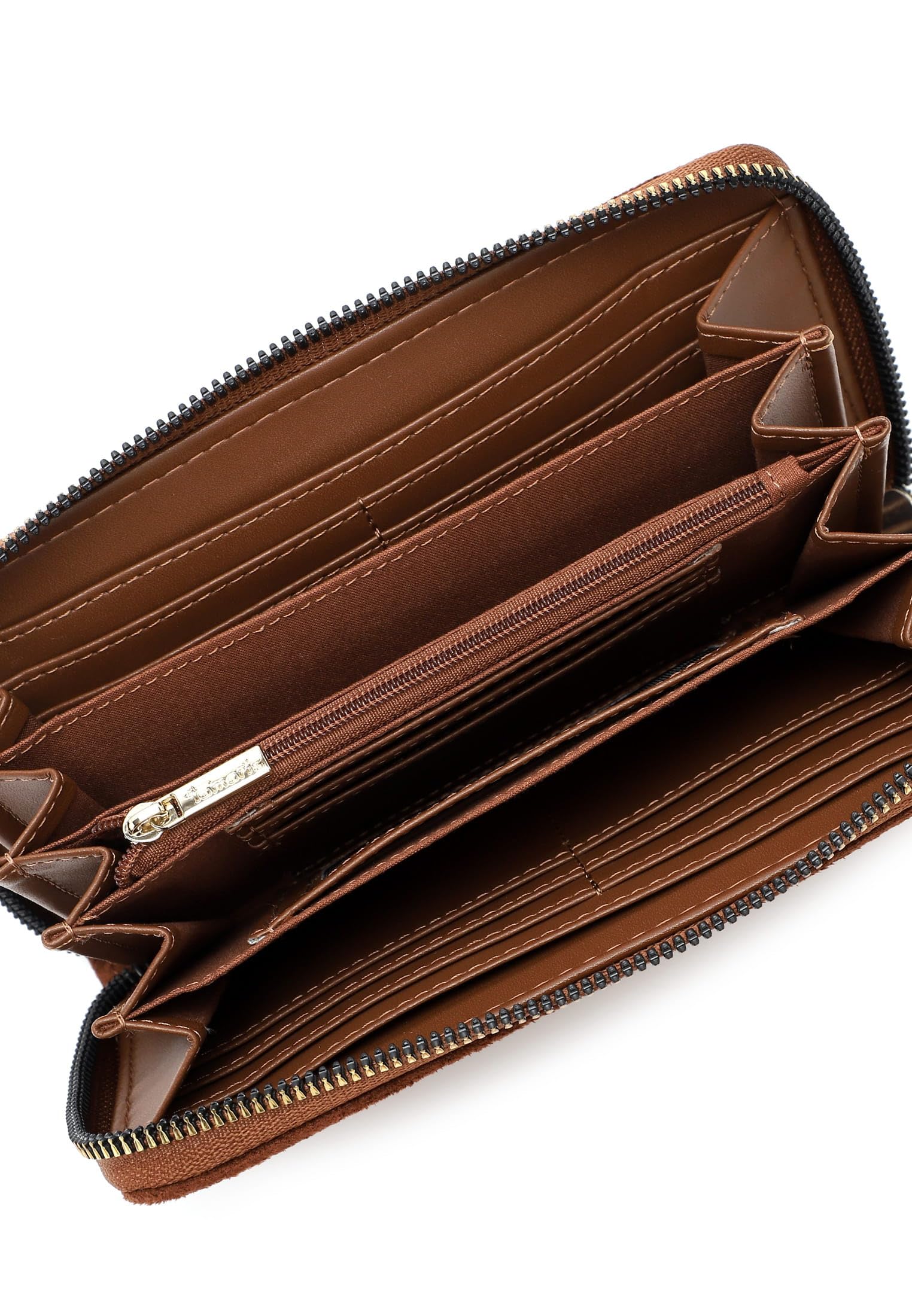 Tamaris portafoglio Marina Suede Zip Around Wallet Cognac marrone chiaro