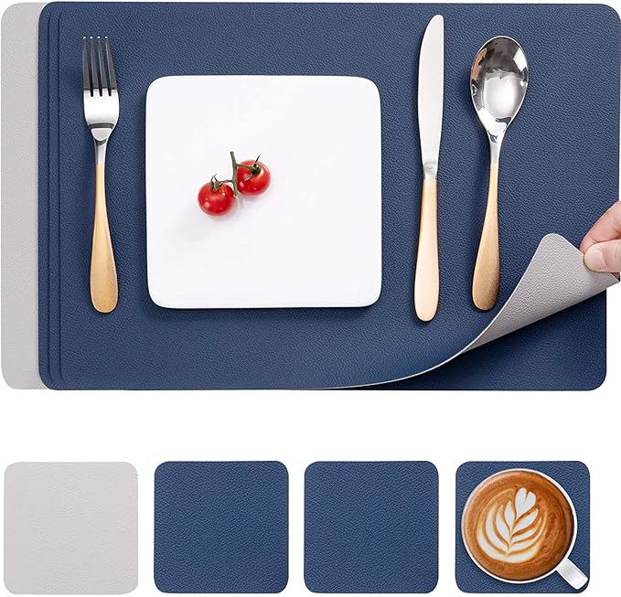 Myir JUN Leather Table Mats and Coasters, DualSided Leather Placemats