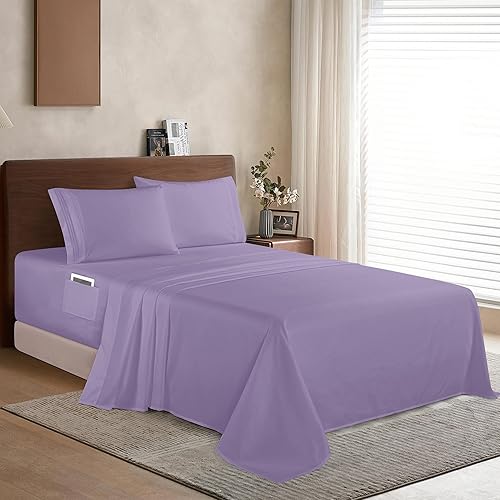 Vista 404 de Elegance Linen® - Juego de sábanas de 4 piezas, resistente a las arrugas, 1500 hilos, ultrasuaves, esquinas tipo bolsillos profundos de hasta 16