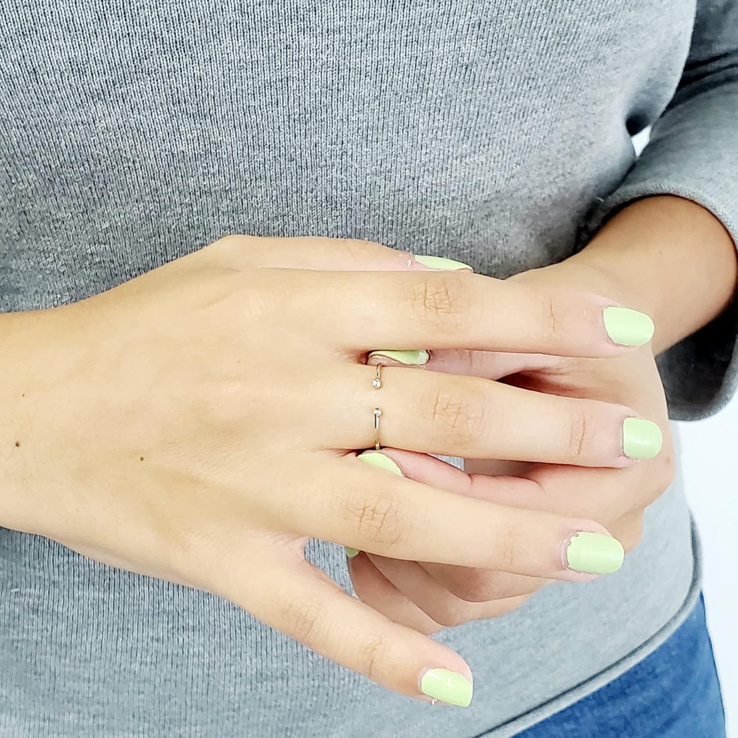 14k Solid Gold Thin Stacking Cuff Ring