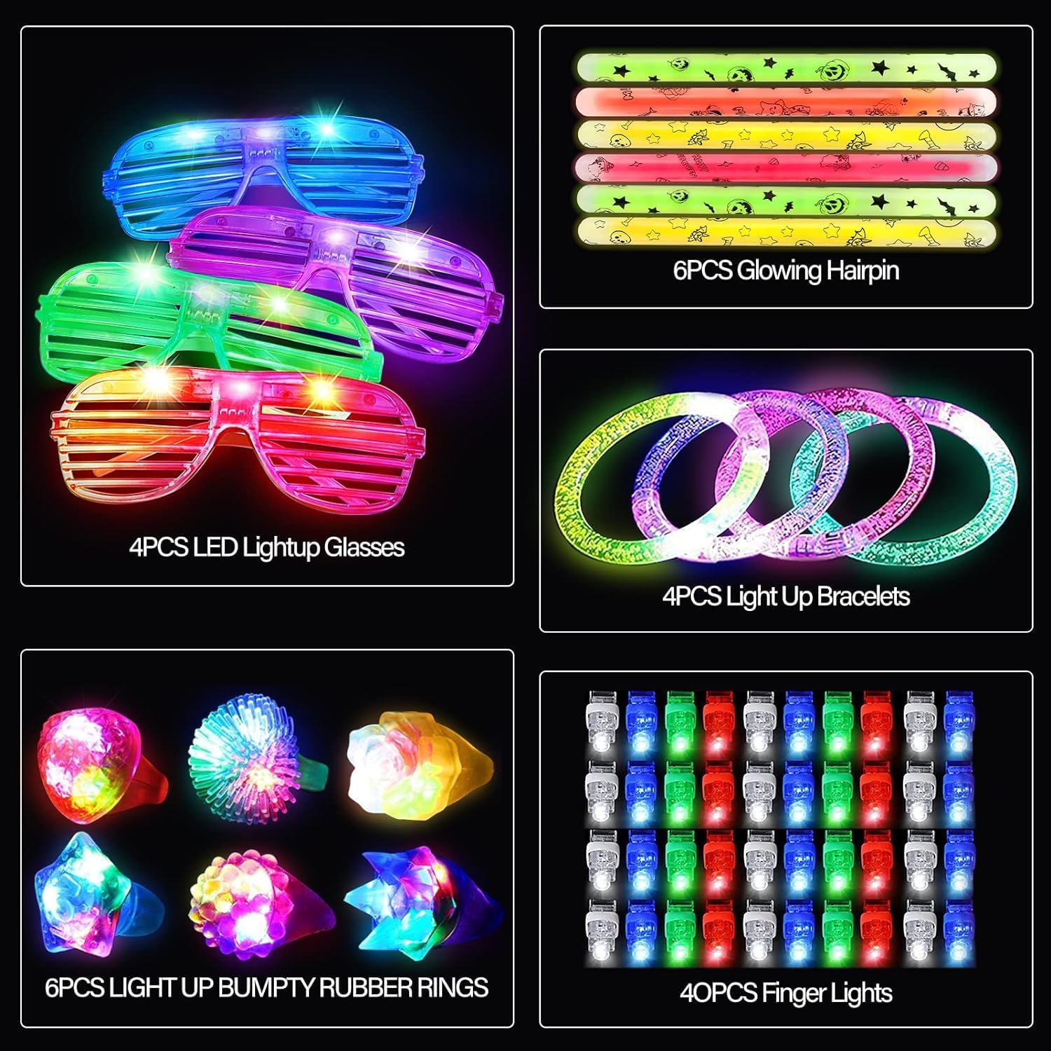 YOHOTA 88 piezas de juguetes con luz LED que brillan en la