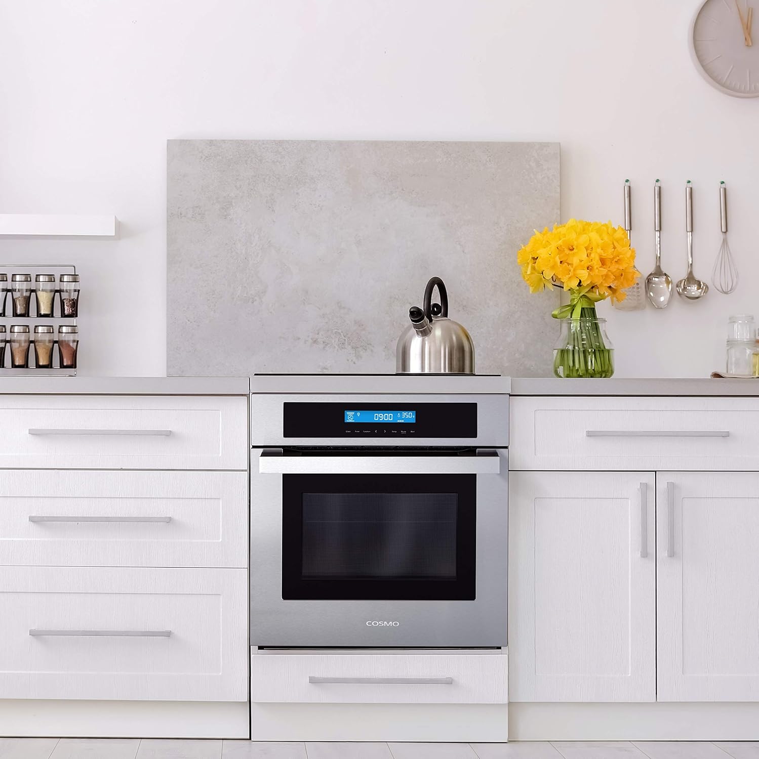 Cosmo C106SIX-PT 24 in. Single Wall Self Cleaning Electric Convection Oven with 10 Functions in Stainless Steel