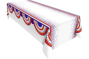 9x5ft Patriotic Stars Stripes Tablecloth for Independence Day