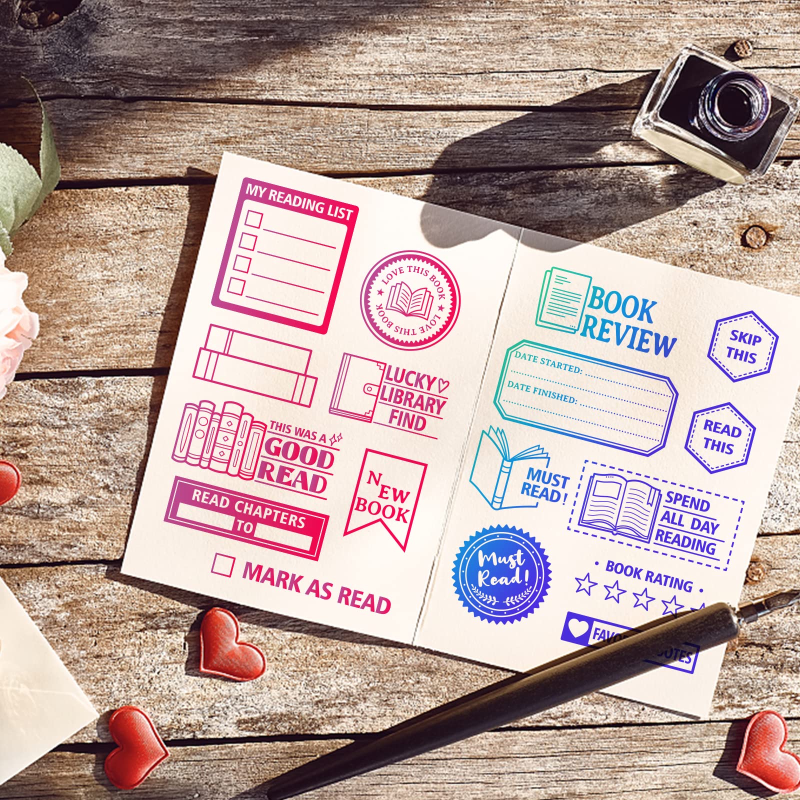 GLOBLELAND Etichette Trasparenti in Silicone per Lettura Libri Scrapbooking Fai Da Te
