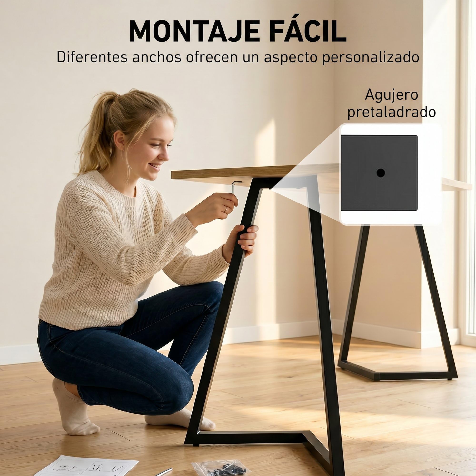 HOMCOM 4 Patas de Mesa de Acero para Mesa de Comedor 43x3x72 cm Negro