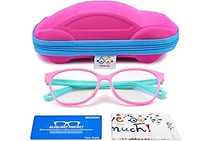 Blue Light Blocking Glasses for Kids Girls Boys with Cute Car Case