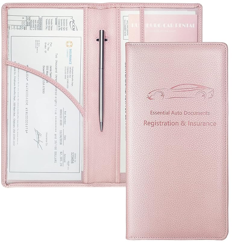 Porta-documentos automotivo Yarnic para documentos do carro, seguro e registro, rosa