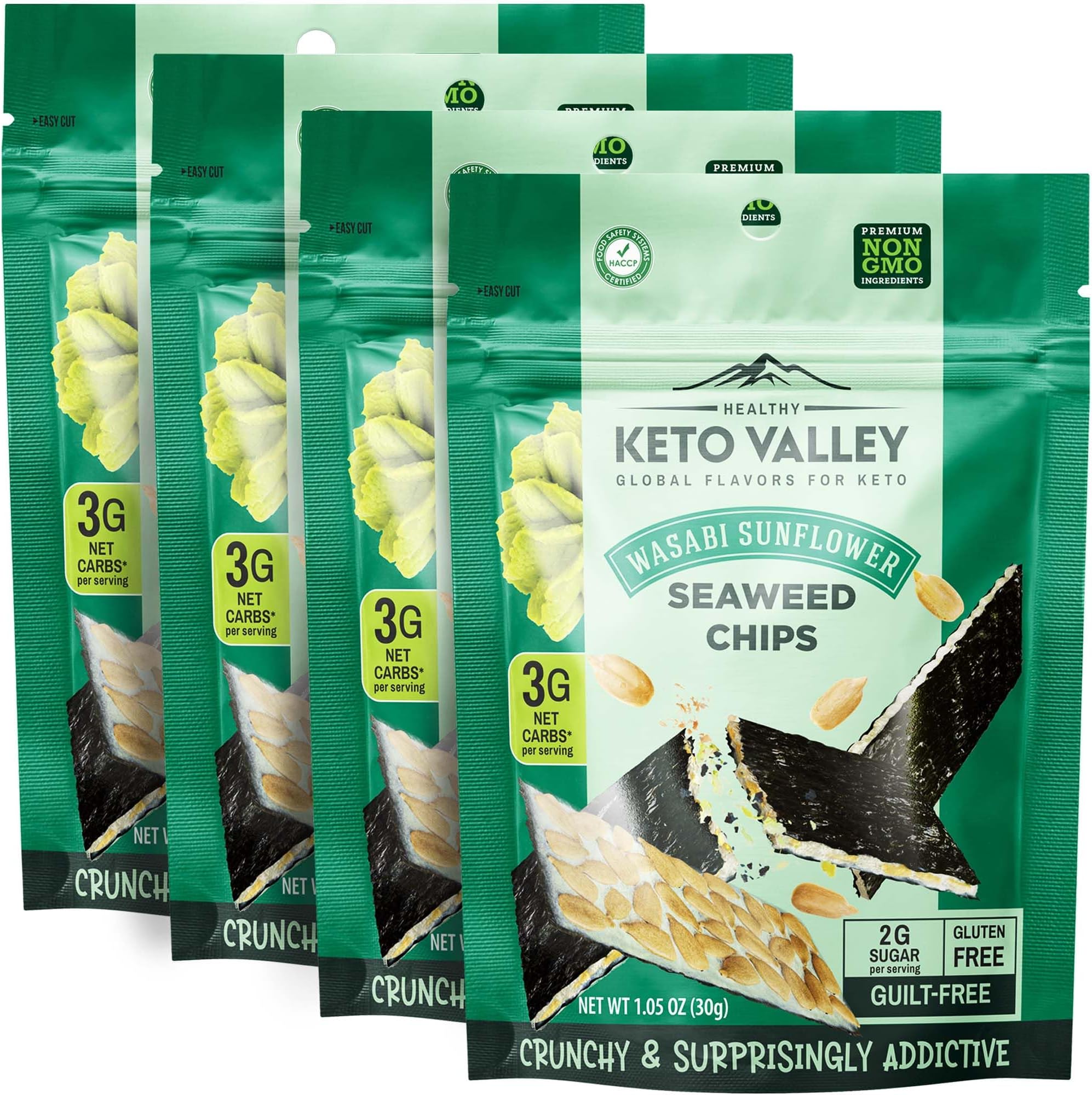 Keto Valley Seaweed Snacks 3g Net Carbs Wasabi