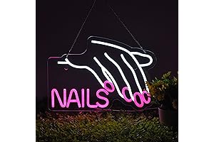 Nails Sign LED Neon Light for Wall Decor, Dimmable 17x12 inches Beauty...