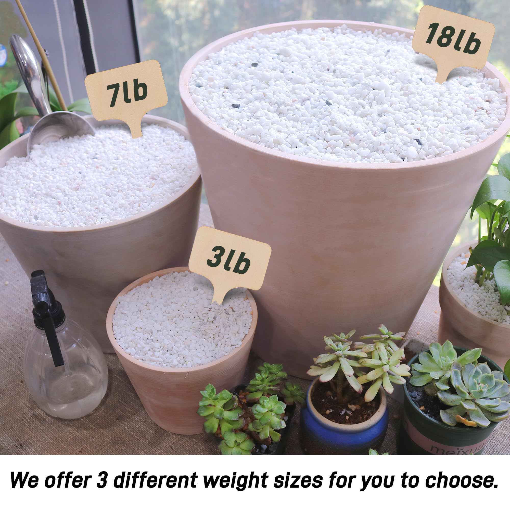 Grava blanca de 45 libras de 1/4 pulgadas para suculentas, bonsái de cactus, terrario de bricolaje, jardinería de hadas, aderezo superior, acuario