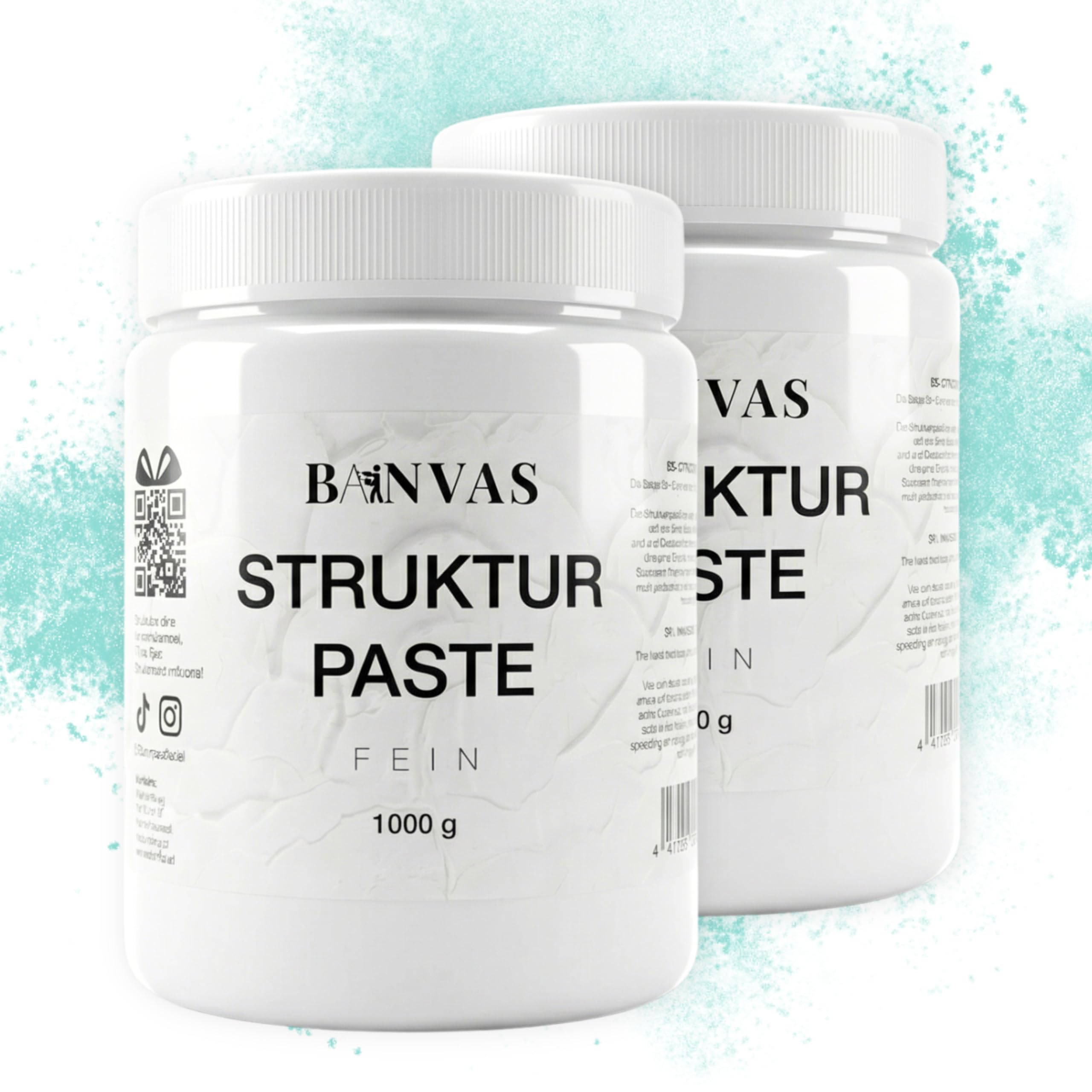 2er Set Strukturpaste Fein je 1000 g - Ideal für Acrylmalerei auf Leinwand - Premium Spachtelmasse für den Künstlerbedarf