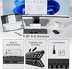 RK ROYAL KLUDGE F68 60% Foldable Low Profile Mechanical Keyboard, Wireless Mechanical Keyboard with Aluminum Body, Built-in Stand Holder, White Backlit, 68 Keys, Tactile Brown Switch
