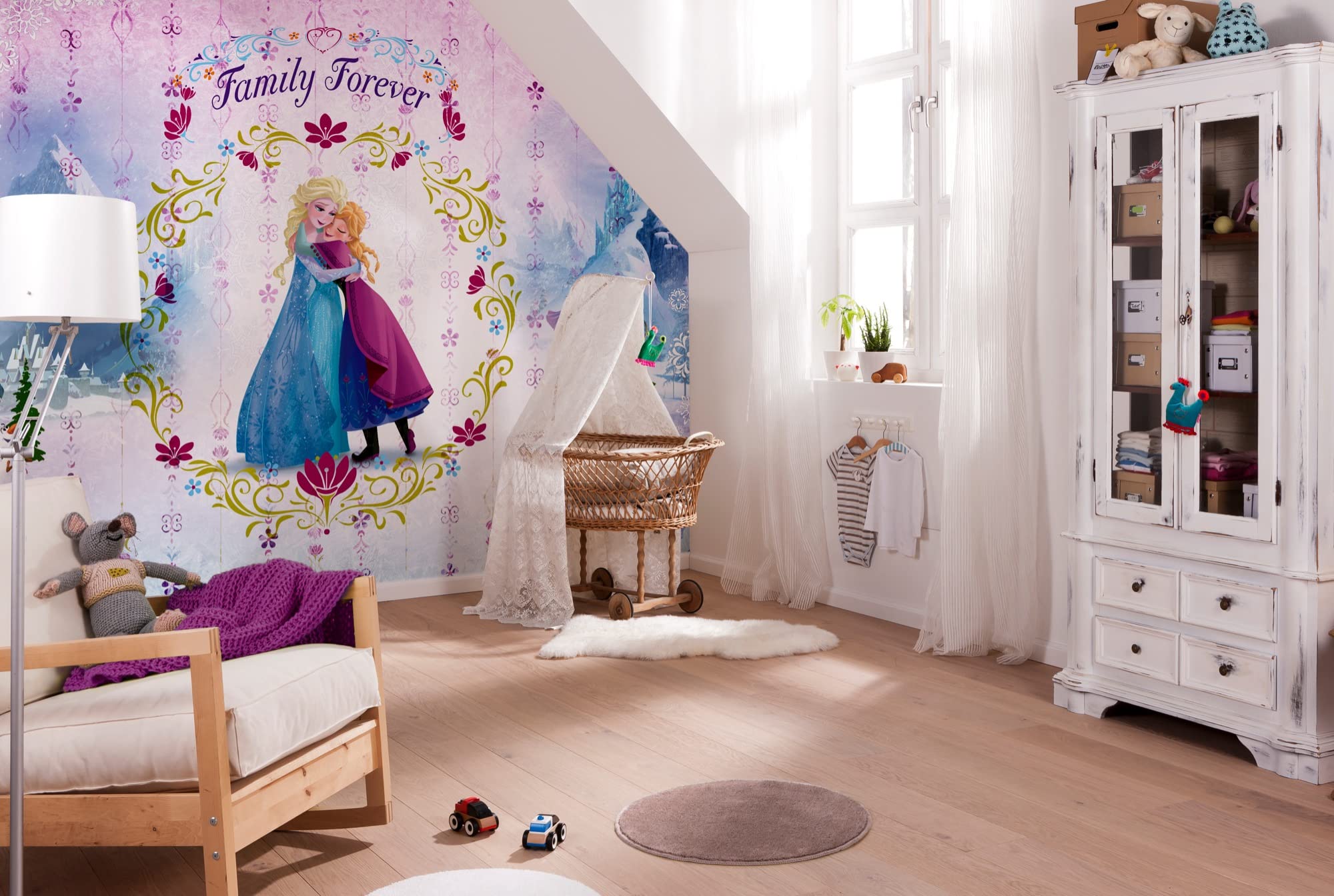 Komar Blau,Lila,Pink,Rosa Digitaldruck Vlies Fototapete - Frozen Family Forever - Größe 400 X 260 Cm